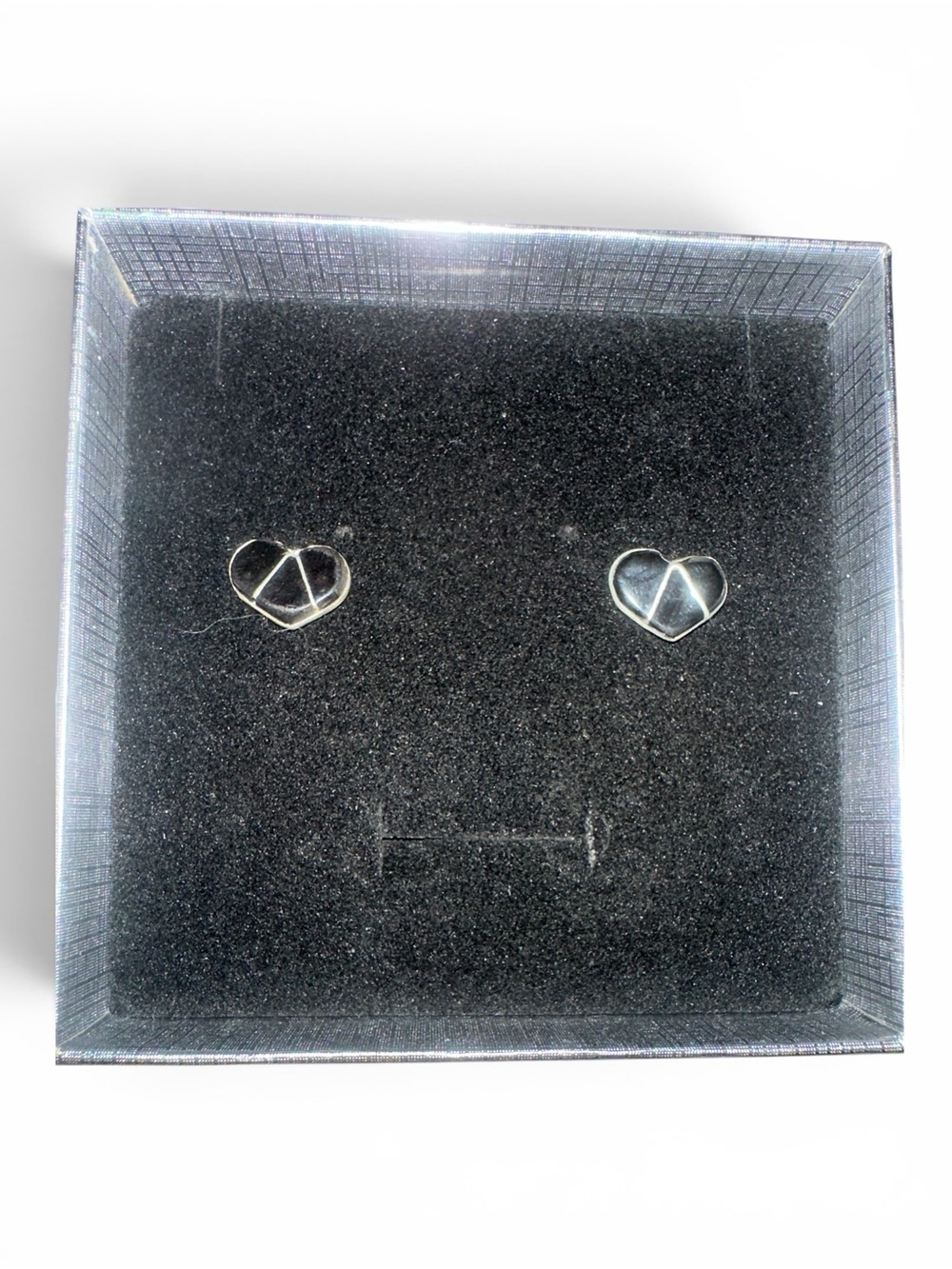 Black Zuni Inlay Heart Post Earrings .25”
